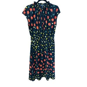 Banana Republic Black Floral Tulip Ruffle Neck Midi Dress Womens Sz 8 Sleeveless